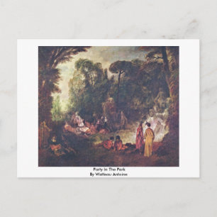 Party In The Park By Watteau Antoine Postcard