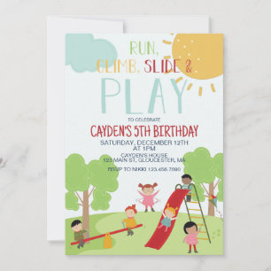 Party in the Park Playground Birthday Invitation