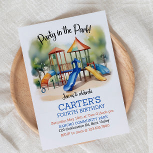 Party in the park, Playground Birthday, Outdoor  Invitation