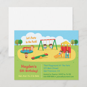 Party in the Park Playground Kids Birthday Invitation