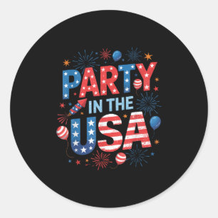 Party In The Usa 4th Of July America Independence  Classic Round Sticker