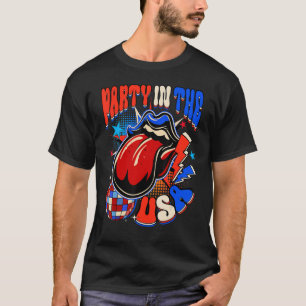 Party In The USA 4th of July American Flag Tongue T-Shirt