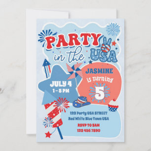 Party in the USA 4th of July Birthday Invitation
