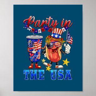 Party In The USA 4th Of July Hotdog Lover Funny Poster