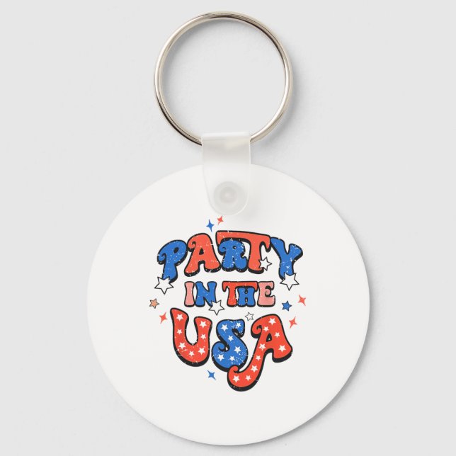 Party In The Usa 4th Of July Independence Day Usa  Key Ring (Front)
