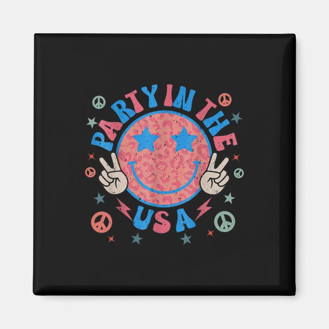 Party In The Usa 4th Of July Preppy Smile Retro Me Magnet (Front)