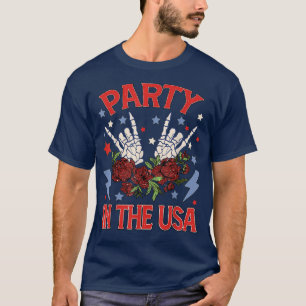 Party In The USA 4th Of July Skeleton Hands Patrio T-Shirt