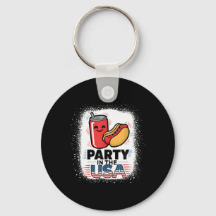 Party In The Usa 4th Of July Themed Soda And Hotdo Key Ring
