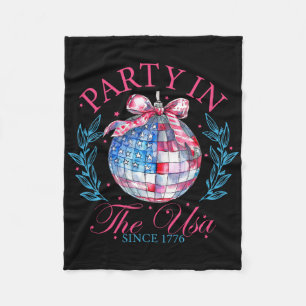 Party In The Usa Coquette 4th Of July Women Girls Fleece Blanket