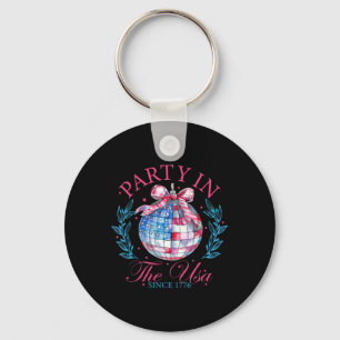 Party In The Usa Coquette 4th Of July Women Girls Key Ring
