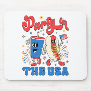 Party In The Usa Cute Soda And Hotdog Patriotic 4t Mouse Mat