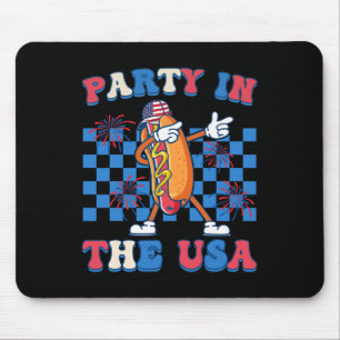 Party In The Usa Dabbing Hot Dog 4th Of July Men W Mouse Mat