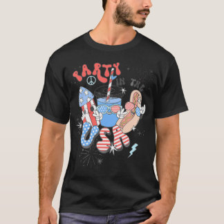 Party In The Usa Flag Groovy 4Th Of July Patriotic T-Shirt