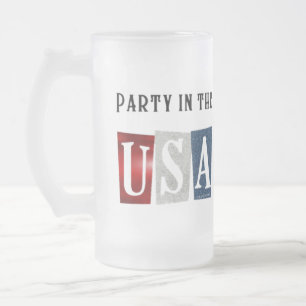 Party in the USA Frosted Glass Beer Mug