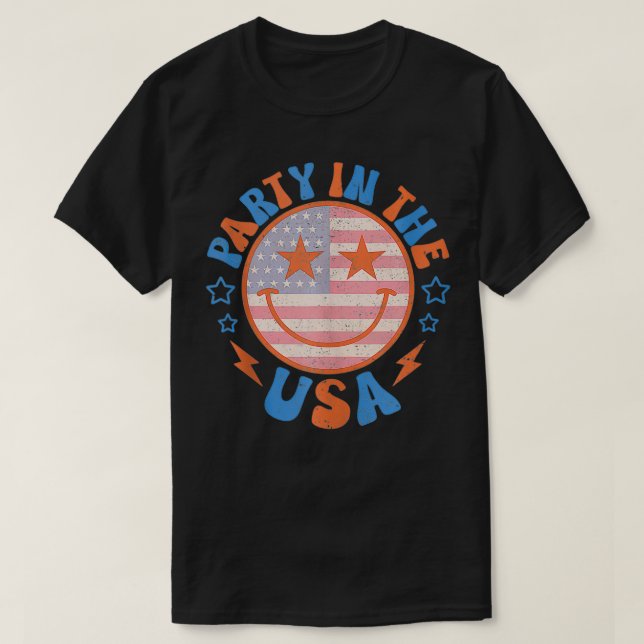 Party In The USA Happy Face Smile American Flag 4t T-Shirt (Design Front)