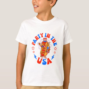 Party In The USA Happy hot dog American Flag T-Shirt
