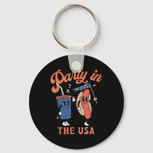 Party In The Usa Hot Dog Love USA Fun Fourth Of J Key Ring
