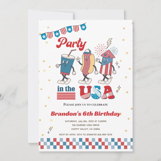 Party in The USA Kid Boy Birthday American Diner Invitation (Front)