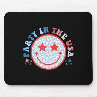 Party In The Usa Leopard 4th Of July Preppy Smile Mouse Mat