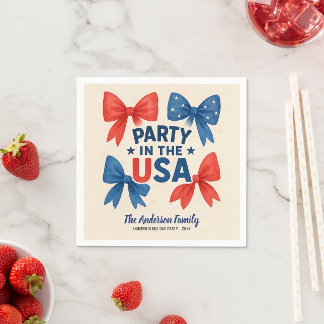 Party in the USA Patriotic 4th of July Custom Napkin (Insitu)