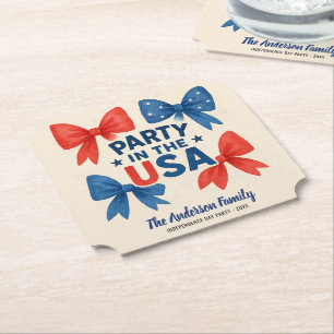 Party in the USA Patriotic 4th of July Custom Paper Coaster