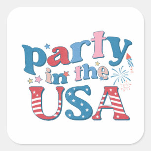 Party In The USA Patriotic  Square Sticker