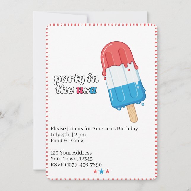 Party in the USA Pool Party Invitation (Front)