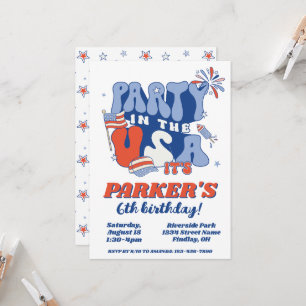 Party in the USA Red White Blue Birthday Party Invitation
