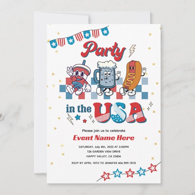 Party in The USA Retro Fun American Diner Birthday Invitation (Front)