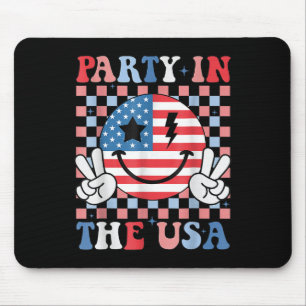 Party In The Usa Retro Smile Face American Flag 4t Mouse Mat