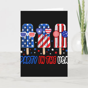 Party In Usa 4th July Popsicle Shirt Boys Usa Flag Card