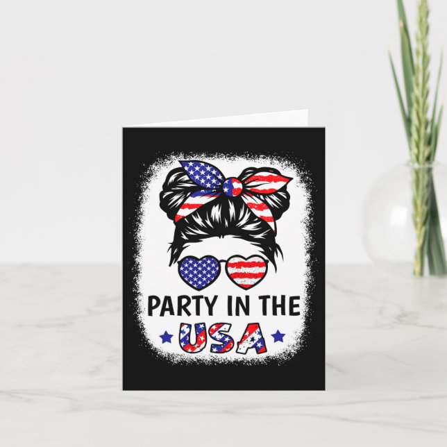 Party In Usa Shirt Girl 4th Of July American Flag  Card (Front)