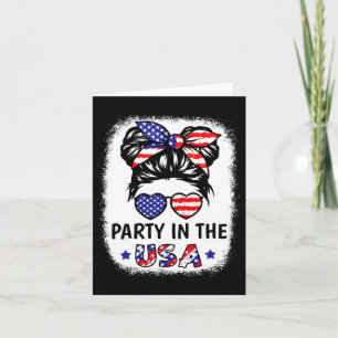 Party In Usa Shirt Girl 4th Of July American Flag  Card