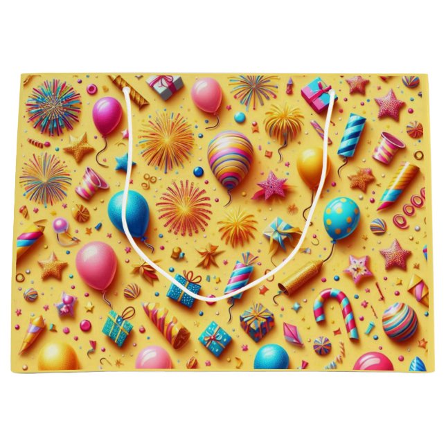 Party in Yellow Large Gift Bag (Front)