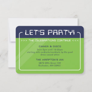 PARTY INFO INSERT modern gamer navy neon green Invitation