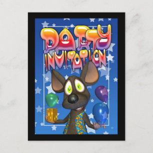 Party inviation with mouse colourful balloons invitation postcard