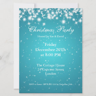 Party Invitation Blue Elegant Sparkle Custom
