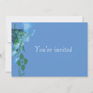 party invitation blue hydrangea flowers