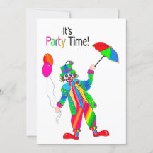 Party Invitation, Clown in Vivid Colours
