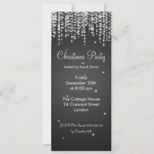 Party Invitation Elegant Falling Sparkle Black