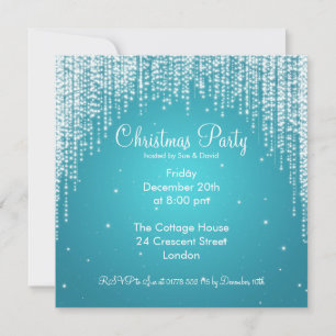 Party Invitation Elegant Falling Sparkle Blue