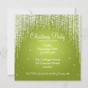 Party Invitation Elegant Falling Sparkle Lime