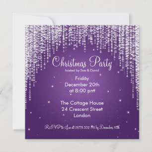 Party Invitation Elegant Falling Sparkle Purple