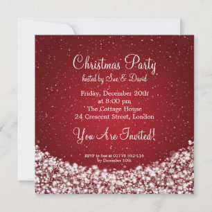 Party Invitation Elegant Night Sparkle Red