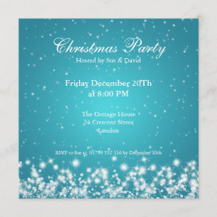 Party Invitation Elegant Sparkle Custom Blue
