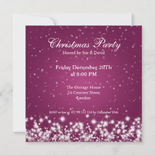 Party Invitation Elegant Sparkle Custom Pink