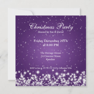 Party Invitation Elegant Sparkle Custom Purple