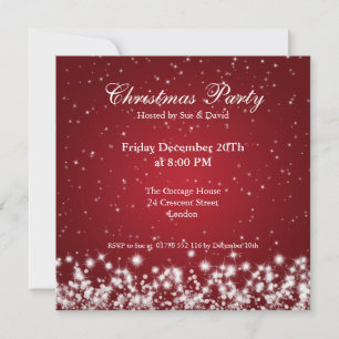 Party Invitation Elegant Sparkle Custom Red