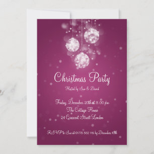 Party Invitation Elegant Sparkling Baubles Pink
