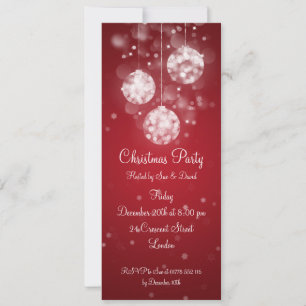 Party Invitation Elegant Sparkling Baubles Red